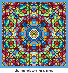 Abstract Colorful Digital Decorative Flower. Geometric Contrast Line Star and Blue Pink Red Cyan Color Artistic Star Backdrop