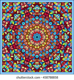 Abstract Colorful Digital Decorative Flower. Geometric Contrast Line Star and Blue Pink Red Cyan Color Artistic Star Backdrop
