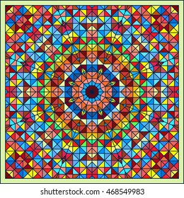 Abstract Colorful Digital Decorative Flower. Geometric Contrast Line Star and Blue Pink Red Cyan Color Artistic Star Backdrop