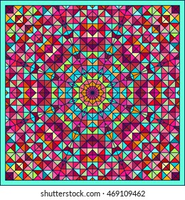 Abstract Colorful Digital Decorative Flower. Geometric Contrast Line Star and Blue Pink Red Cyan Color Artistic Star Backdrop