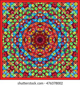 Abstract Colorful Digital Decorative Flower. Geometric Contrast Line Star and Blue Pink Red Cyan Color Artistic Star Backdrop