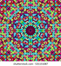 Abstract Colorful Digital Decorative Flower. Geometric Contrast Line Star and Blue Pink Red Cyan Color Artistic Backdrop