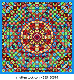 Abstract Colorful Digital Decorative Flower. Geometric Contrast Line Star and Blue Pink Red Cyan Color Artistic Star Backdrop