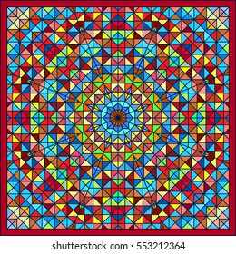 Abstract Colorful Digital Decorative Flower. Geometric Contrast Line Star and Blue Pink Red Cyan Color Artistic Star Backdrop