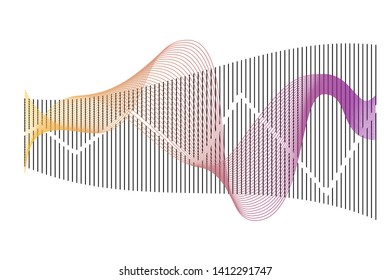 Abstract colorful digital equalizer, vector of sound wave pattern element isolated on white background. Audio technology, musical pulse. Template visualization signal Illustration.