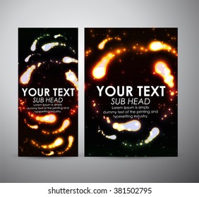 Abstract colorful digital flare frame. Brochure business design template or roll up. 