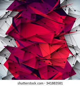 Abstract colorful digital polygonal background with dots and lines. Vector illustration.