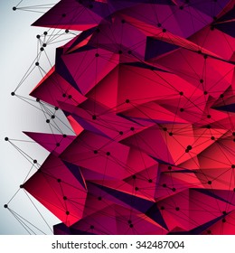 Abstract colorful digital polygonal background with dots and lines. Vector illustration.