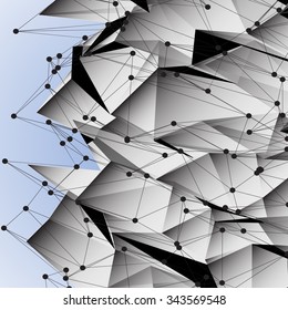 Abstract colorful digital polygonal background with dots and lines. Vector illustration.