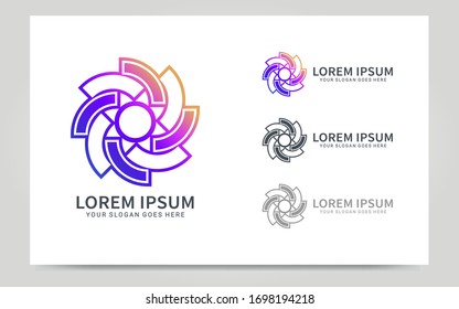 Abstract colorful digital technology symbol logo design. Vector graphic illustration