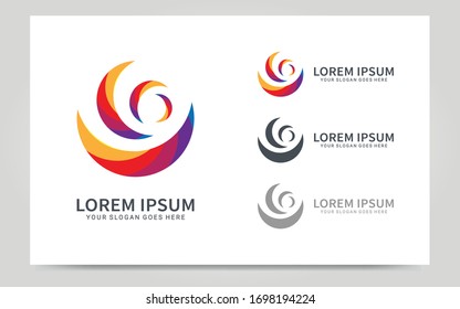 Abstract colorful digital technology symbol logo design. Vector graphic illustration