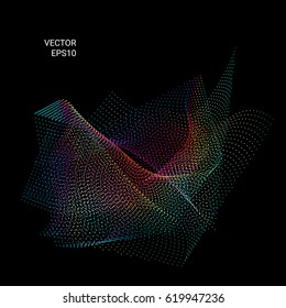 Abstract colorful digital wave particles. Vector