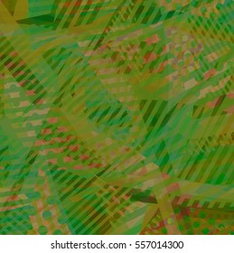 Abstract colorful disco background created with stripes, dots and patters of colors.