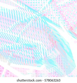 Abstract colorful disco background created with stripes, dots and patters of colors.