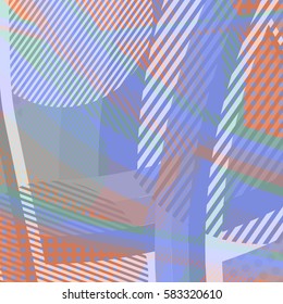 Abstract colorful disco background created with stripes, dots and patters of colors.
