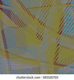 Abstract colorful disco background created with stripes, dots and patters of colors.