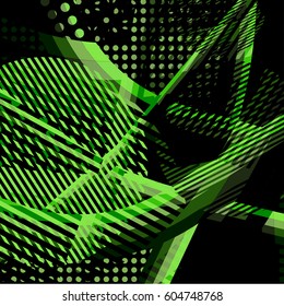 Abstract colorful disco background created with stripes, dots and patters of colors.