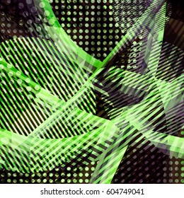 Abstract colorful disco background created with stripes, dots and patters of colors.