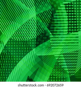 Abstract colorful disco background created with stripes, dots and patters of colors.