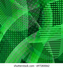 Abstract colorful disco background created with stripes, dots and patters of colors.
