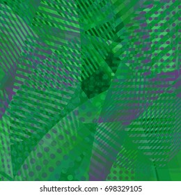 Abstract colorful disco background created with stripes, dots and patters of colors.