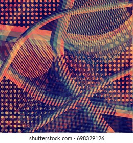 Abstract colorful disco background created with stripes, dots and patters of colors.