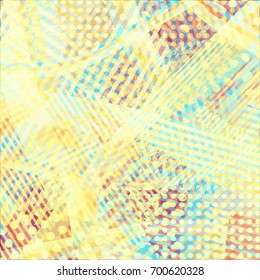 Abstract colorful disco background created with stripes, dots and patters of colors.