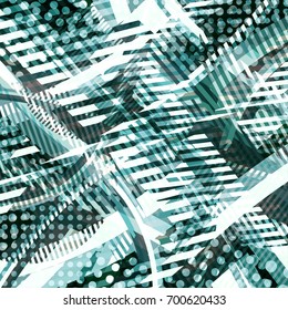 Abstract colorful disco background created with stripes, dots and patters of colors.