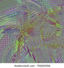 Abstract colorful disco background created with stripes, dots and patters of colors.