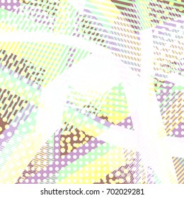 Abstract colorful disco background created with stripes, dots and patters of colors.