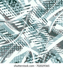 Abstract colorful disco background created with stripes, dots and patters of colors.
