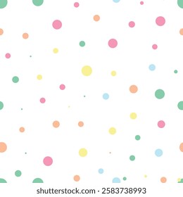 Abstract Colorful diverse seamless pattern with colorful spots. Summer pattern. Colorful dotted pattern on white background. EPS vector illustration
