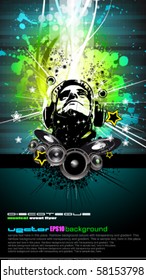 Abstract Colorful DJ Disco Flyer with Rainbow Colours