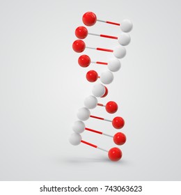 Abstract  colorful Dna molecule isolated on white background.  Vector concept.