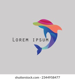 abstract colorful dolphin logo illustration vector