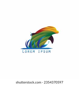 abstract colorful dolphin logo illustration vector	