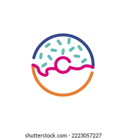 Abstract colorful donut logo icon. Modern lines with new pop art colors. Bold line clean style template set.