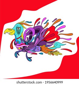 Abstract colorful doodle collage poster design template.