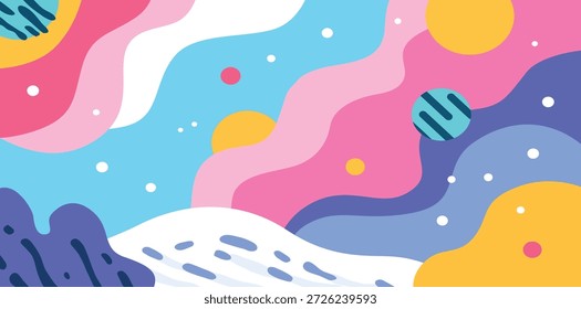 abstract colorful doodle dreamscape background 