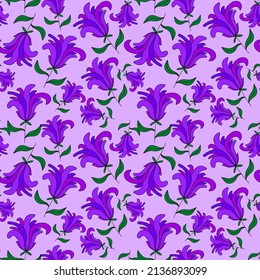 Abstract colorful doodle fantasy flower seamless pattern. Cute floral background.