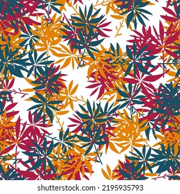 Abstract colorful doodle flower with curls seamless pattern. Messy fantasy floral