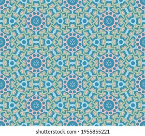 Abstract colorful doodle flower seamless pattern. Floral background. Mosaic, tile of thin line ornament.