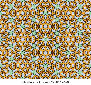 Abstract colorful doodle flower seamless pattern. Floral background. Mosaic, tile of thin line ornament.