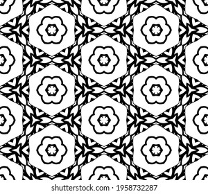 Abstract colorful doodle flower seamless pattern. Floral background. Mosaic, tile of thin line ornament.