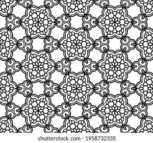Abstract colorful doodle flower seamless pattern. Floral background. Mosaic, tile of thin line ornament.