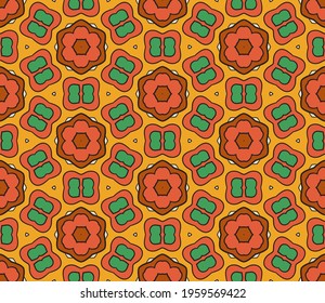 Abstract colorful doodle flower seamless pattern. Floral background. Mosaic, tile of thin line ornament.