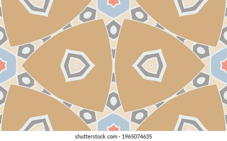 Abstract colorful doodle flower seamless pattern. Floral geometric background. Mosaic, tile of thin line ornament.