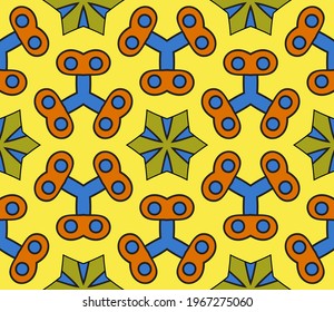Abstract colorful doodle flower seamless pattern. Floral geometric background. Mosaic, tile of thin line ornament.