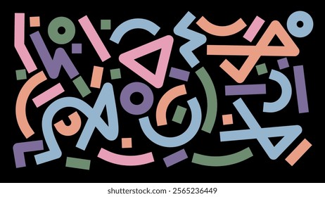 Abstract colorful doodle geometric illustration. 