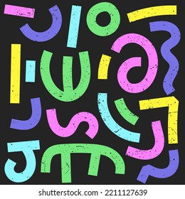 Abstract Colorful Doodle Pattern On Black Background